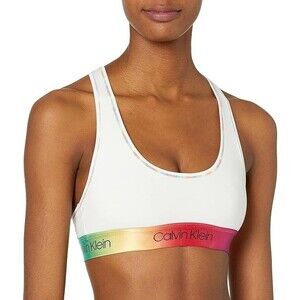 Calvin Klein Women's white rainbow Modern Cotton Bralette new Small